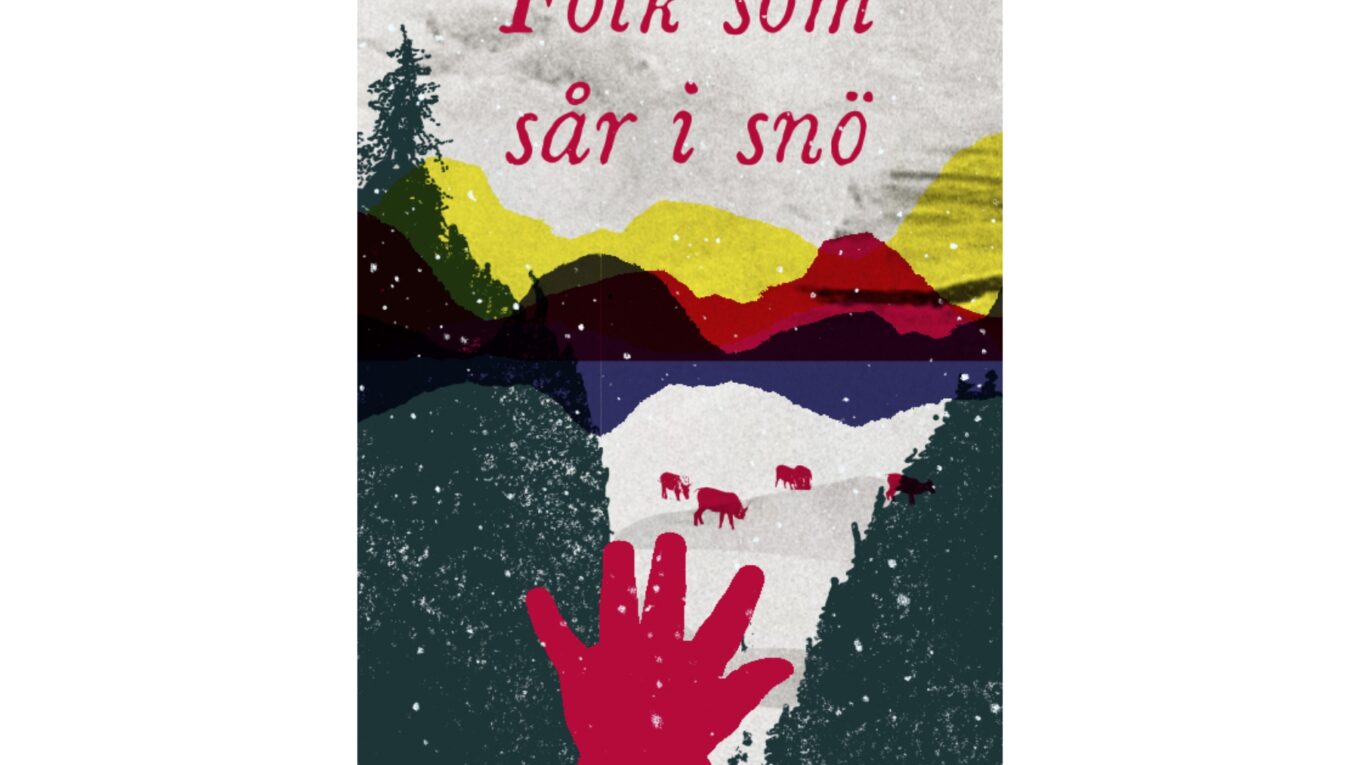 Folk som sår i snö