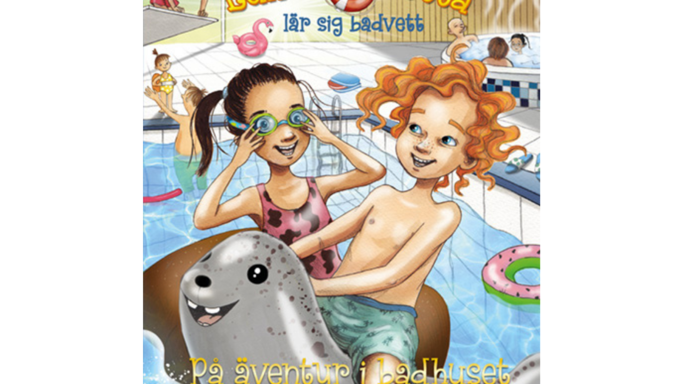 Lukas och Lotta lär sig badvett, på äventyr i badhuset